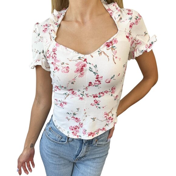 Vivienne Westwood Tops - Vivienne Westwood Vintage Logo T-shirt Top #S White Pink Cotton Frill [104590]